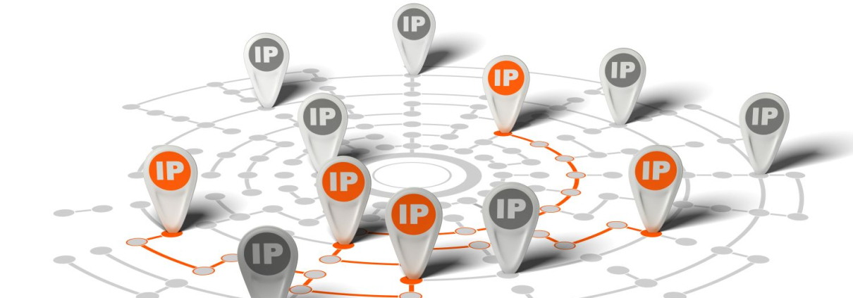 An illustration showing a map of various ip addresses spread out over a network.